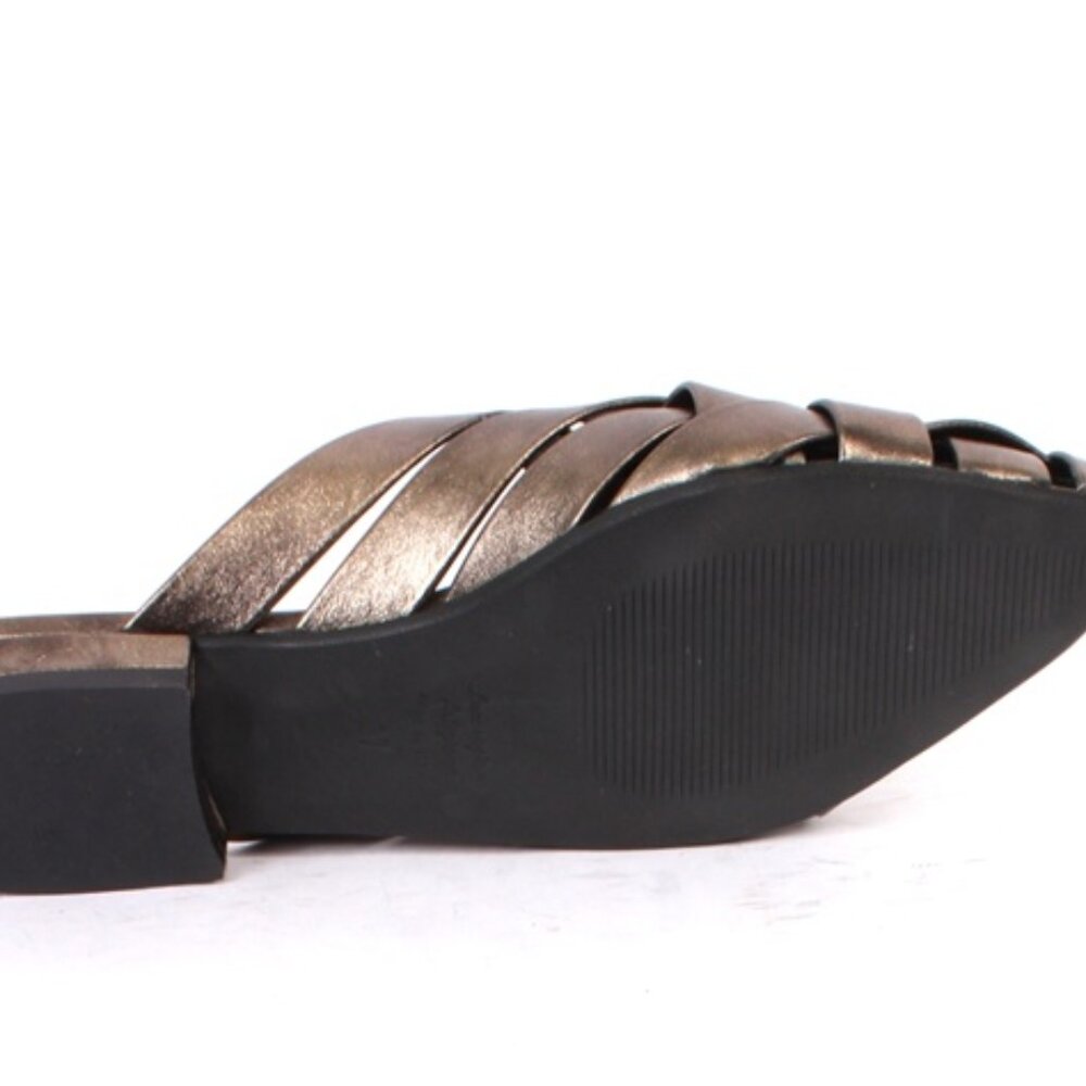 Shana 026 Metallic Black Leather Mules Pumps Loafers Shoes - Picture 8 of 8